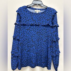 Michael Kors Women's Knit Top Size S Long Sleeve Multi Colored Blouse Shirt
